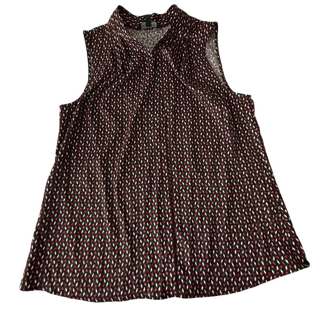 Liverpool Los Angeles Star Ruby Dot Sleeveless Pleated Neck Woven Blouse S Black